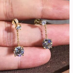 Gold and Silver Drop Earrings with Sparkling Stones